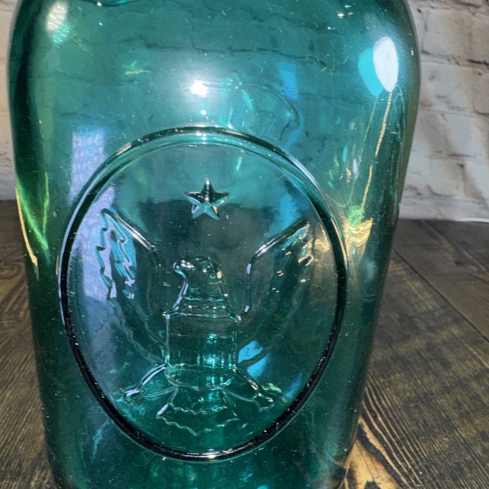 Vintage‎ Ball Ideal Blue Glass Canning Jar w/ Wire Closure, 9.5" tall - NO lid - Picture 3 of 12